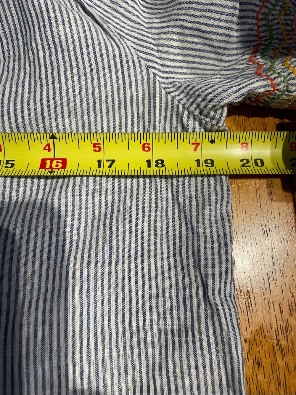 Madewell Embroidered Blue Stripe Peasant Top - Picture 7 of 9